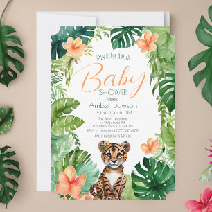 Niedlicher Tropischer Tiger für Jungle Baby Dusche Einladung