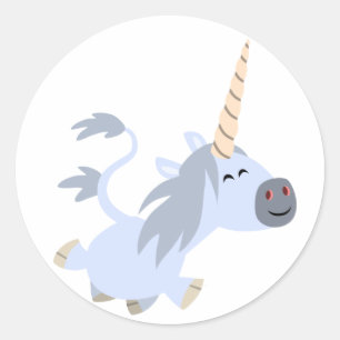 Niedlicher Trotting Cartoon Einhorn-Aufkleber Runder Aufkleber