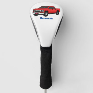 Niedlicher Truck-Cartoon mit rotem Lieferwagen Golf Headcover