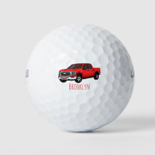 Niedlicher Truck-Cartoon mit rotem Lieferwagen Golfball
