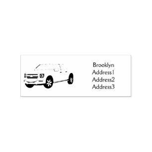 Niedlicher Truck-Cartoon mit rotem Lieferwagen Gummistempel