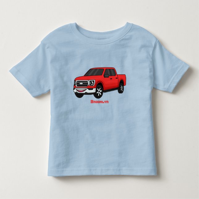 Niedlicher Truck-Cartoon mit rotem Lieferwagen Kleinkind T-shirt (Vorderseite)