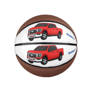 Niedlicher Truck-Cartoon mit rotem Lieferwagen Mini Basketball