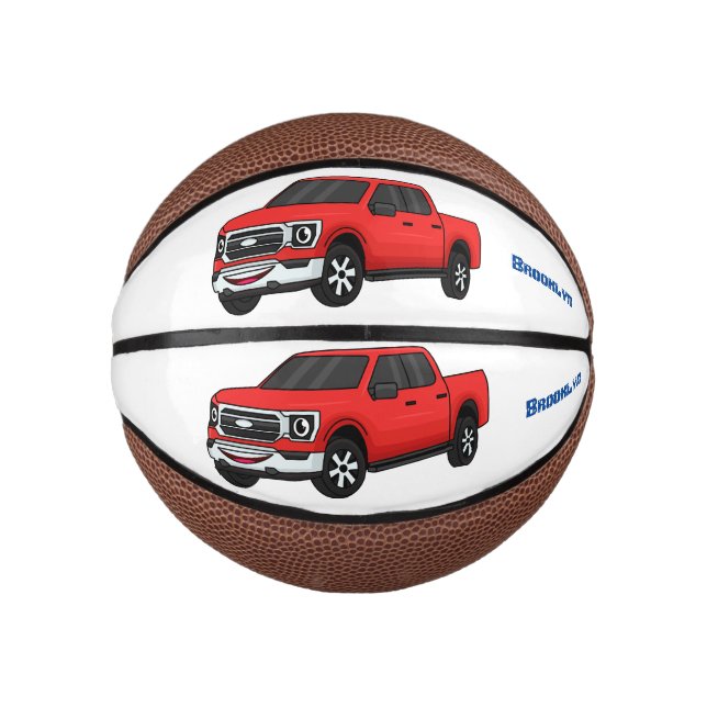 Niedlicher Truck-Cartoon mit rotem Lieferwagen Mini Basketball (Vorderseite)