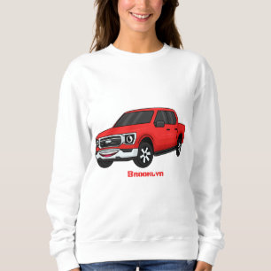 Niedlicher Truck-Cartoon mit rotem Lieferwagen Sweatshirt