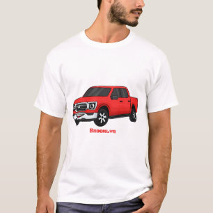 Niedlicher Truck-Cartoon mit rotem Lieferwagen T-Shirt