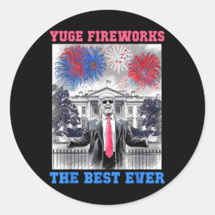 Niedlicher Trump am 4. Juli Yuge Fireworks Usa Fla Runder Aufkleber