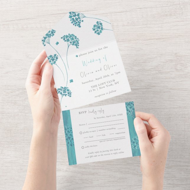 Niedlicher türkisfarbener Fluss in einer Einladung (Abreißen)