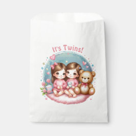 Niedlicher Twin Girl's Baby Shower Watercolor Tedd Geschenktütchen