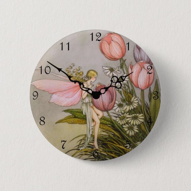 Niedlicher Uhr-Art-Kinderknopf - 'Zahn-Fee " Button (Vorderseite)