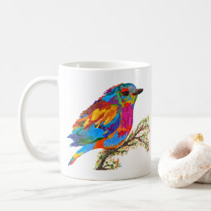 Niedlicher und Adorable-Vogel auf einer Zweigstell Kaffeetasse