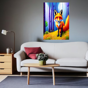 Niedlicher und bezaubernder Rotfuchs im Wald Art Poster
