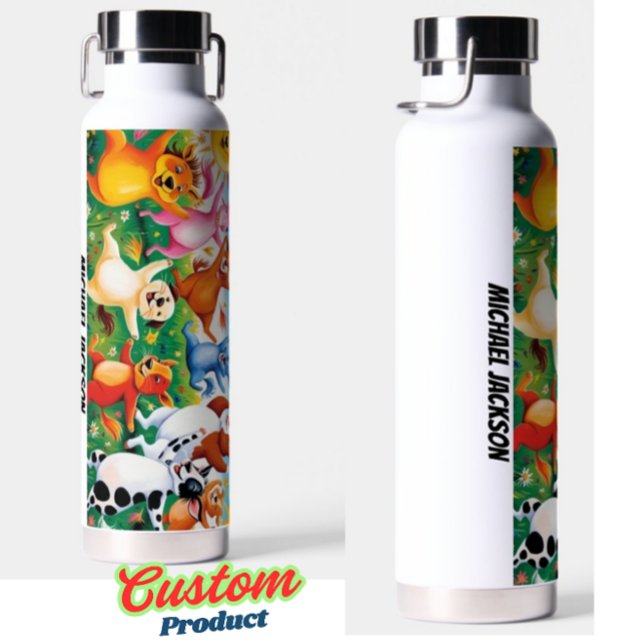 Niedlicher und Cooler Cartoon | Individuelle Name Trinkflasche (Von Creator hochgeladen)