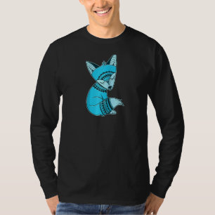 Niedlicher und entspannender blauer Tribal-Muster T-Shirt