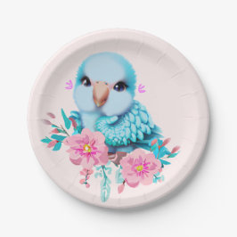 Niedlicher und erlesener Blauer Babypapagei Pappteller