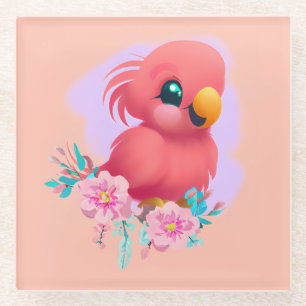 Niedlicher und erlesener Pink-Babypapagei Glasuntersetzer