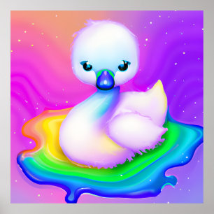Niedlicher und farbenfroher Baby Swan Poster