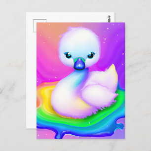 Niedlicher und farbenfroher Baby Swan Postkarte