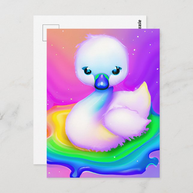 Niedlicher und farbenfroher Baby Swan Postkarte (Vorne/Hinten)