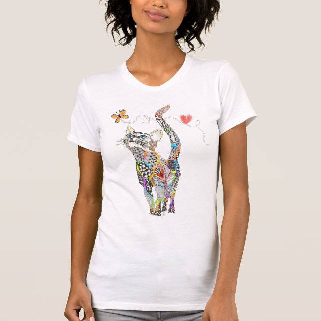 Niedlicher und farbenfroher Cat T - Shirt (Vorderseite)