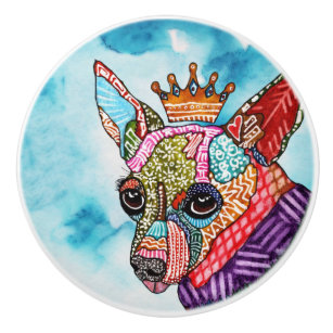 Niedlicher und farbenfroher Chihuahua Pop    Kunst Keramikknauf