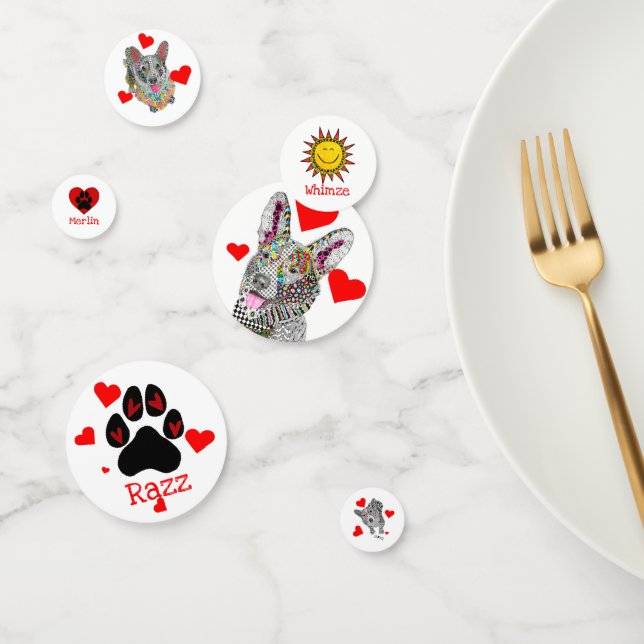 Niedlicher und farbenfroher Corgi Table Confetti Konfetti (Gruppe)