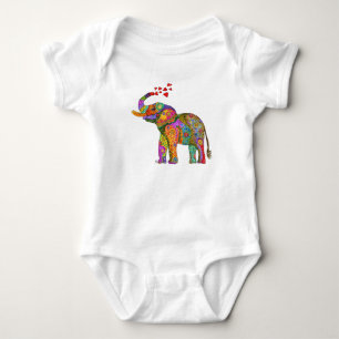 Niedlicher und farbenfroher Elefant Baby Strampler