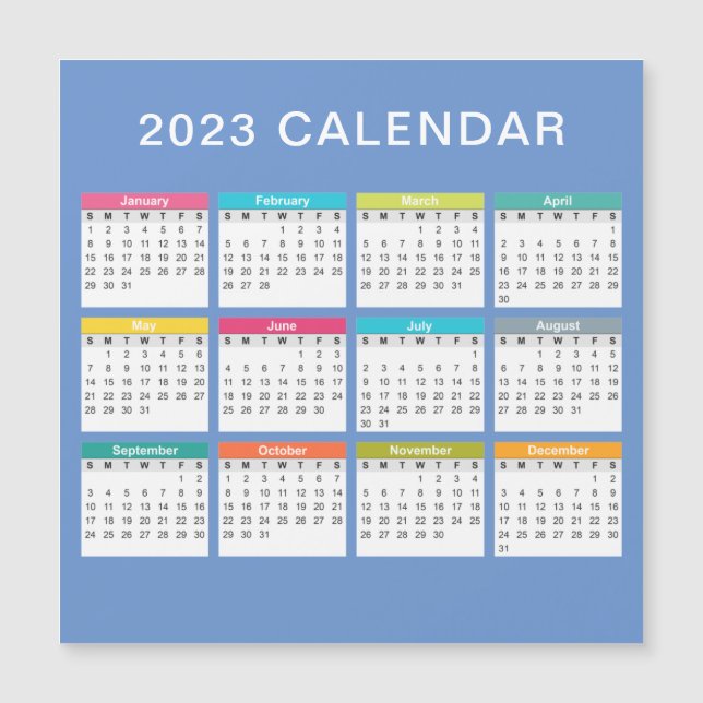 Niedlicher und farbenfroher Kalender 2023 | Magnet (Vorderseite)