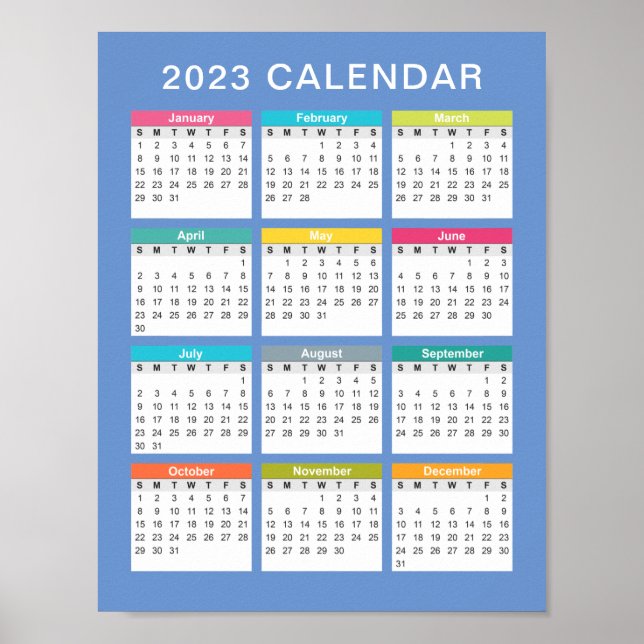 Niedlicher und farbenfroher Kalender 2023 | Poster (Vorne)