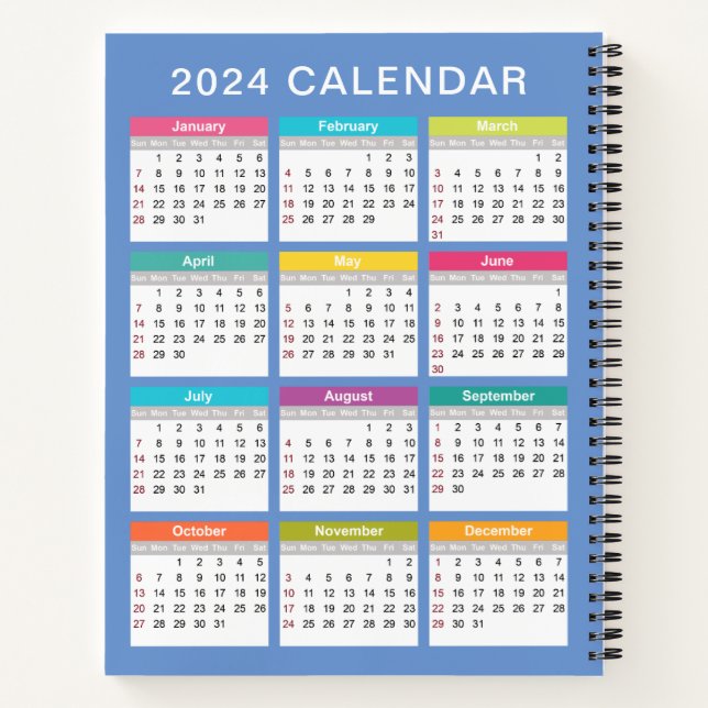 Niedlicher und farbenfroher Kalender 2024 | Notebo Notizbuch (Rückseite)