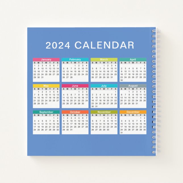 Niedlicher und farbenfroher Kalender 2024 | Notebo Notizbuch (Rückseite)