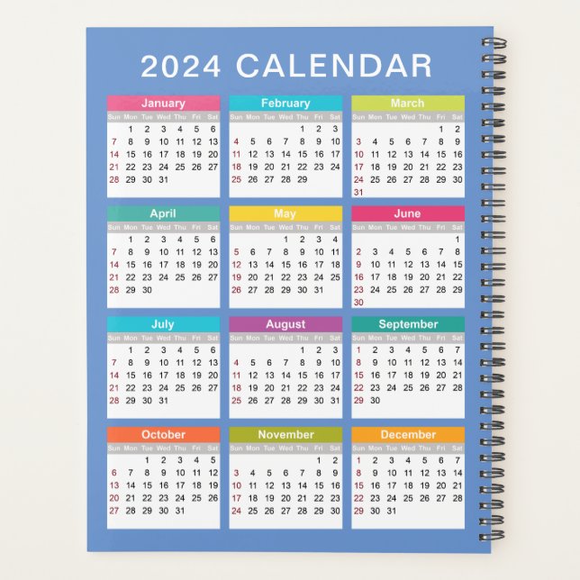 Niedlicher und farbenfroher Kalender 2024 | Planer (Rückseite)