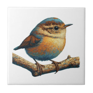 Niedlicher und farbenfroher kleiner Vogel auf Bran Fliese