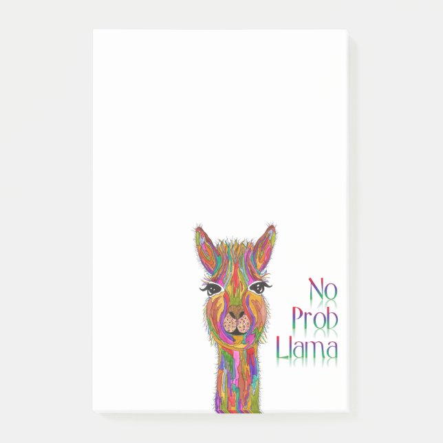 Niedlicher und farbenfroher Lama Post-it Klebezettel (Vorderseite)