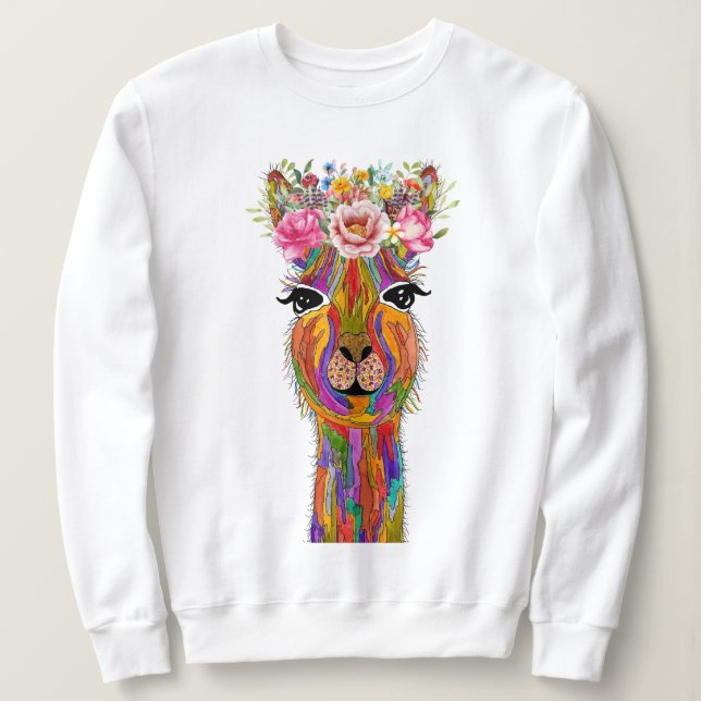 Niedlicher und farbenfroher Lama Sweatshirt (Design vorne)
