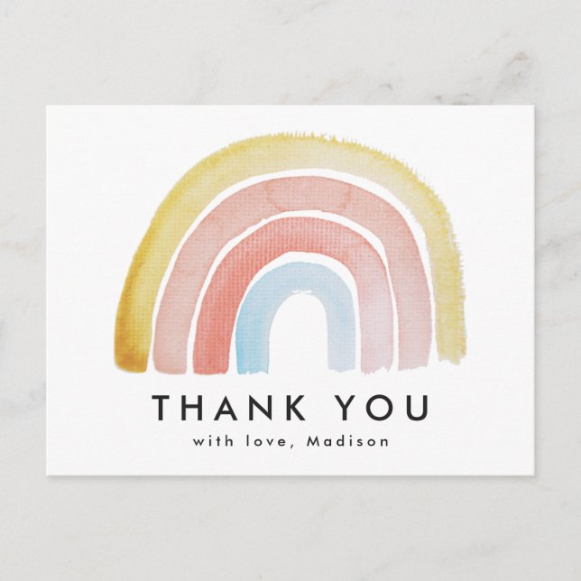 Niedlicher und farbenfroher Regenbogen Vielen Dank Postkarte (Vorderseite)