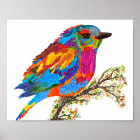 Niedlicher und farbenfroher Vogel auf einem Branch