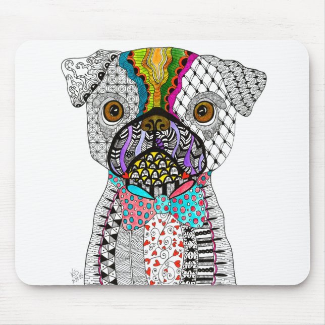 Niedlicher und farbiger Mops Dog Mousepad (Vorne)