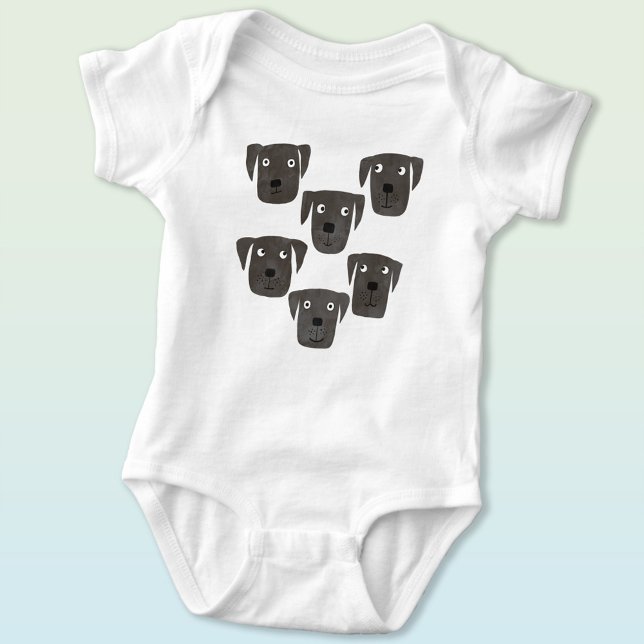 Niedlicher und goofy Black Labrador Retriever Dog Baby Strampler (Black labrador retriever dog baby bodysuit)