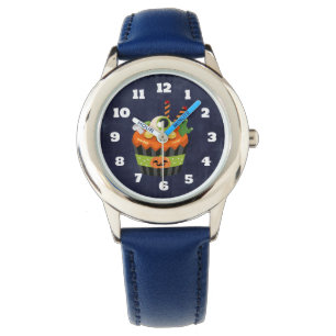 Niedlicher und grauenhafter Halloween Cupcake mit  Armbanduhr