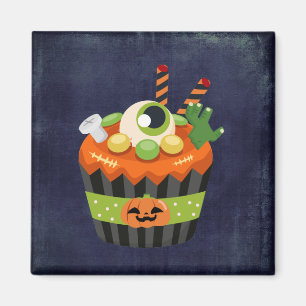 Niedlicher und grauenhafter Halloween Cupcake mit  Magnet