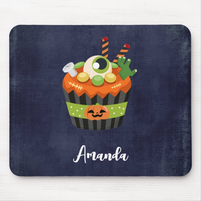 Niedlicher und grauenhafter Halloween Cupcake mit  Mousepad (Vorne)