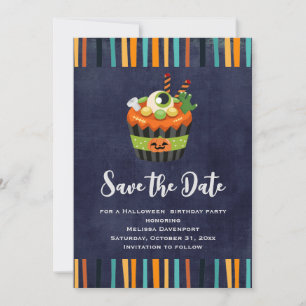 Niedlicher und grauenhafter Halloween Cupcake mit  Save The Date