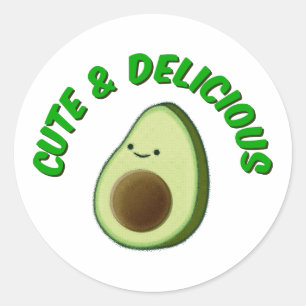 Niedlicher und köstlicher Avocado Runder Aufkleber