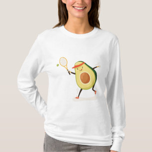 Niedlicher und lustiger Avocado beim Tennisspielen T-Shirt