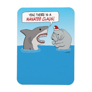 Niedlicher und lustiger Hai und Manatee Claus Magnet