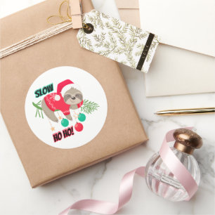 Niedlicher und lustiger Weihnachtsmann-Slow Ho Ho Runder Aufkleber