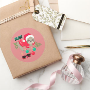 Niedlicher und lustiger Weihnachtsmann-Slow Ho Ho Runder Aufkleber