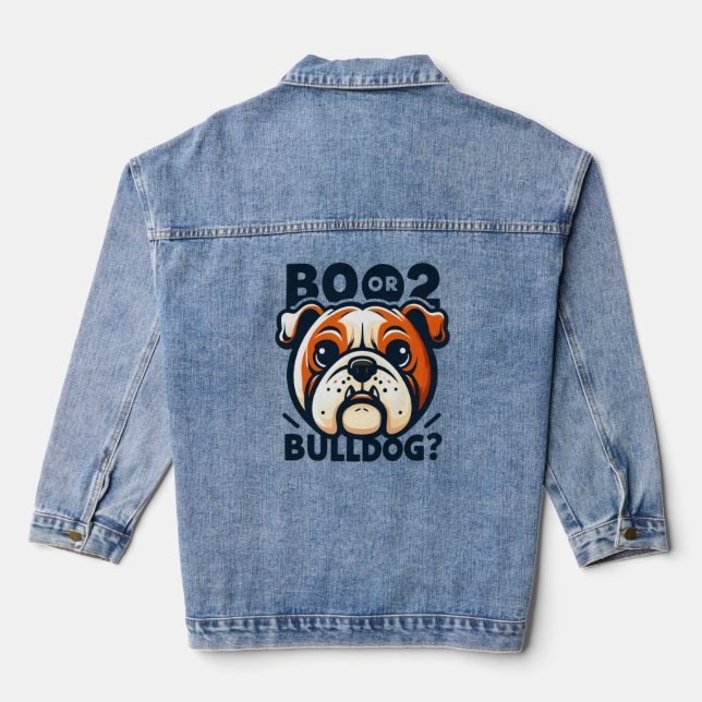 Niedlicher und Mischous Bulldog: Pop Art Halloween Jeansjacke (Rückseite)