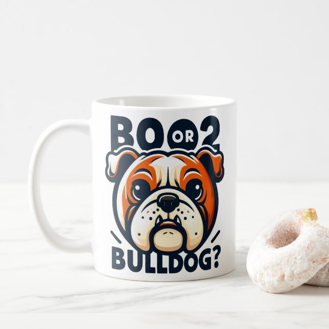 Niedlicher und Mischous Bulldog: Pop Art Halloween Kaffeetasse (Mit Donut)